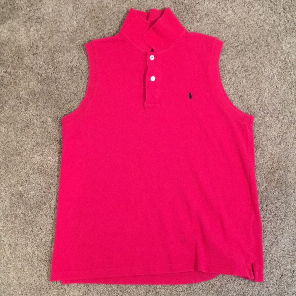 Ralph Lauren Sport sleeveless hot pink cotton pique polo. Size medium.